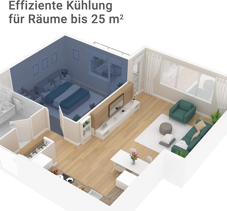  Mobiles Klimagerät Impuls 2.0 Eco R290 – Klimaanlage mobil und leise mit Abluftschlauch – Kühler & Entfeuchter für Räume bis 25 qm 