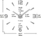 Moderne Mute DIY große Wanduhr 3D Aufkleber Home Office Decor Geschenk (Schwarz-73)
