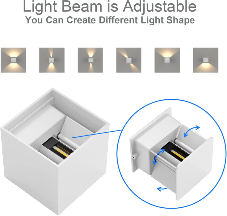 Modernes Up&Down Außenwandleuchte,12W Wandleuchte,IP65 Wasserdichtes Gehäuse aus Aluminium Wohnzimmer Schlafzimmer Nachtlicht,100mm,warmweiß
