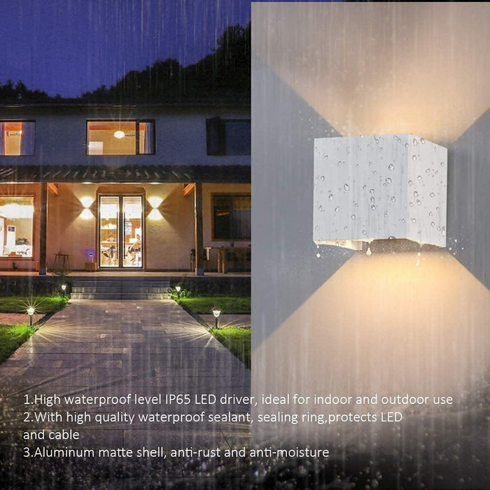 Modernes Up&Down Außenwandleuchte,12W Wandleuchte,IP65 Wasserdichtes Gehäuse aus Aluminium Wohnzimmer Schlafzimmer Nachtlicht,100mm,warmweiß