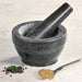 Mörser mit Schlegel aus Granit - dunkel/Granit-Mörser 