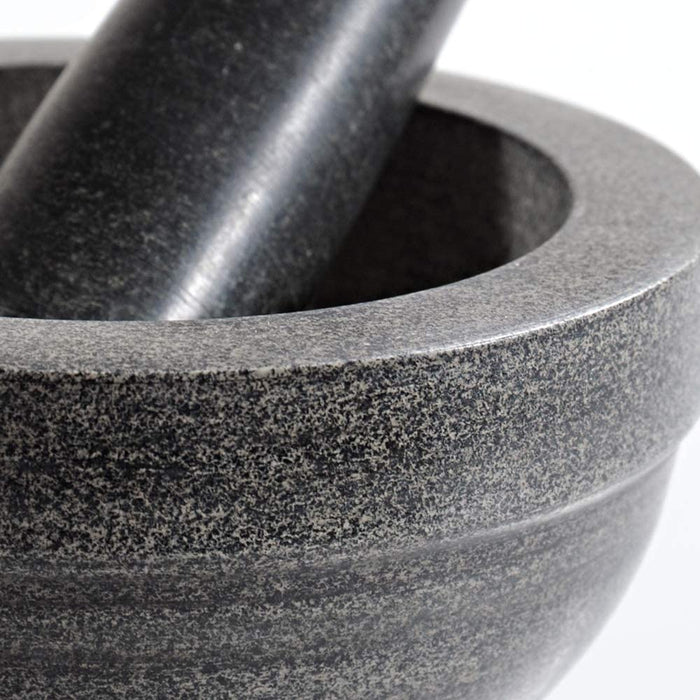 Mörser mit Schlegel aus Granit - dunkel/Granit-Mörser 