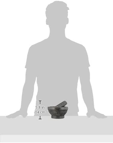 Mörser mit Schlegel aus Granit - dunkel/Granit-Mörser 