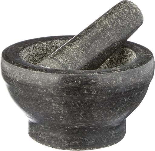 Mörser mit Schlegel aus Granit - dunkel/Granit-Mörser 