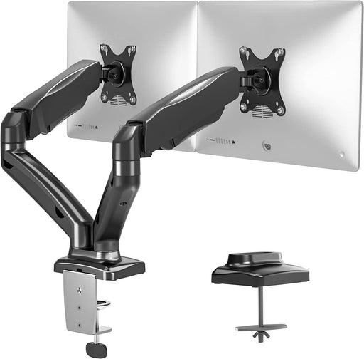 Monitor Halterung 2 Monitore für 13-32 Zoll LED/LCD Bildschirme bis zu 8 kg, Gasdruckfederarm +90°/-45° Neigbar, 360° Schwenkbar & 360° Drehungbar