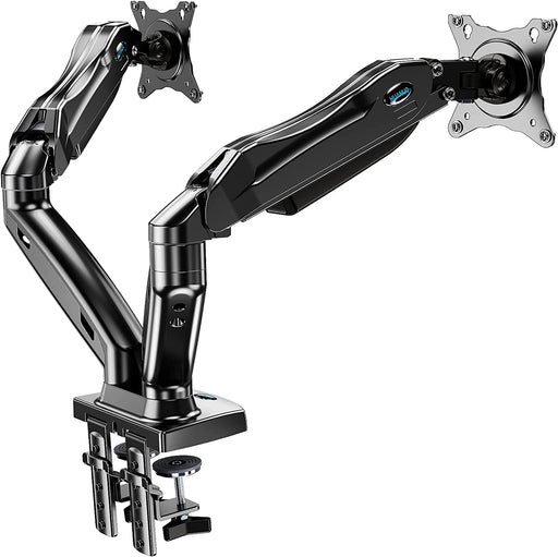 Monitor Halterung 2 Monitore für 13 bis 27 Zoll Bildschirme, Bildschirmhalterung 2 Monitore, Gasdruckfeder Arm Monitorhalterung 2 Monitore - 360° 