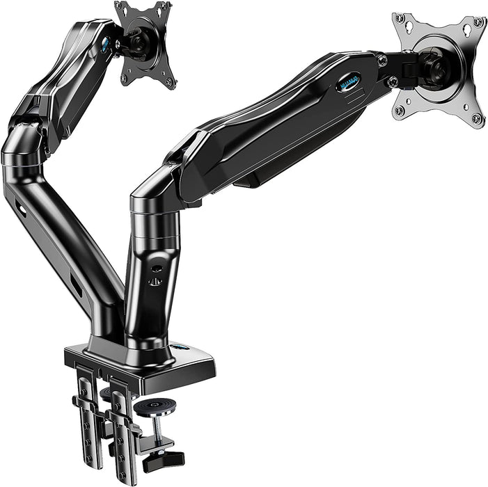 Monitor Halterung 2 Monitore für 13 bis 27 Zoll Bildschirme, Bildschirmhalterung 2 Monitore, Gasdruckfeder Arm Monitorhalterung 2 Monitore - 360° 