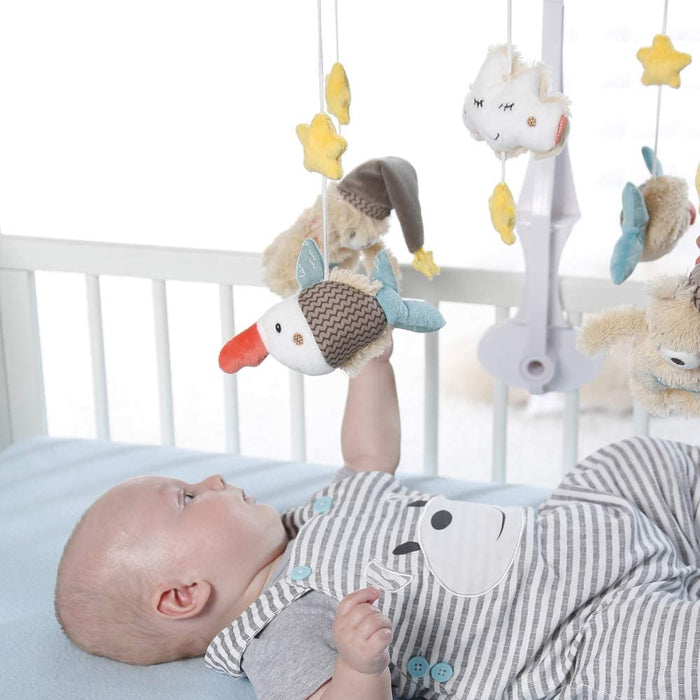 Musik-Mobile Bruno – Spieluhr-Mobile mit dem Bären Bruno und seinen Freunden – Melodie "Weißt du wieviel Sternlein stehen" – Für Babys von 0-5 Monaten