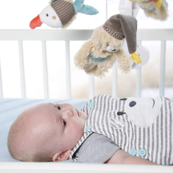 Musik-Mobile Bruno – Spieluhr-Mobile mit dem Bären Bruno und seinen Freunden – Melodie "Weißt du wieviel Sternlein stehen" – Für Babys von 0-5 Monaten