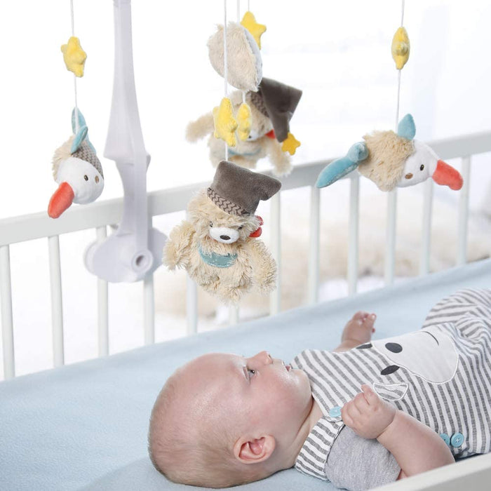 Musik-Mobile Bruno – Spieluhr-Mobile mit dem Bären Bruno und seinen Freunden – Melodie "Weißt du wieviel Sternlein stehen" – Für Babys von 0-5 Monaten