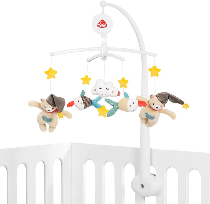 Musik-Mobile Bruno – Spieluhr-Mobile mit dem Bären Bruno und seinen Freunden – Melodie "Weißt du wieviel Sternlein stehen" – Für Babys von 0-5 Monaten