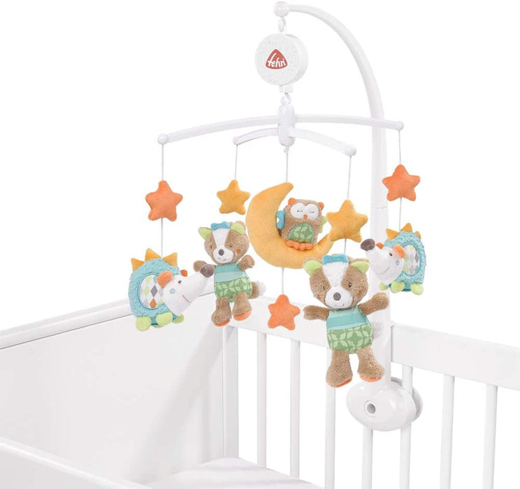 Musik–Mobile Forest – Spieluhr–Mobile mit Bewohnern des Waldes – Melodie "Weißt du wieviel Sternlein stehen" – Zum Befestigen am Bett für Babys 