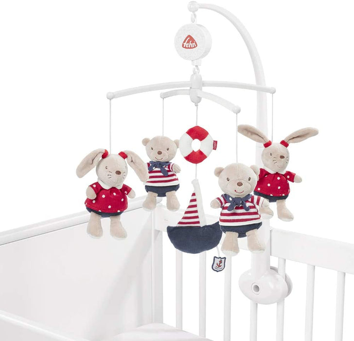 Musik – Mobile Ocean Club – Spieluhr – Mobile mit Teddys – Melodie "Der Mond ist aufgegangen" – Zum Befestigen am Bett für Babys von 0 – 5 Monaten – Höhe: 65 cm, ø 40 cm