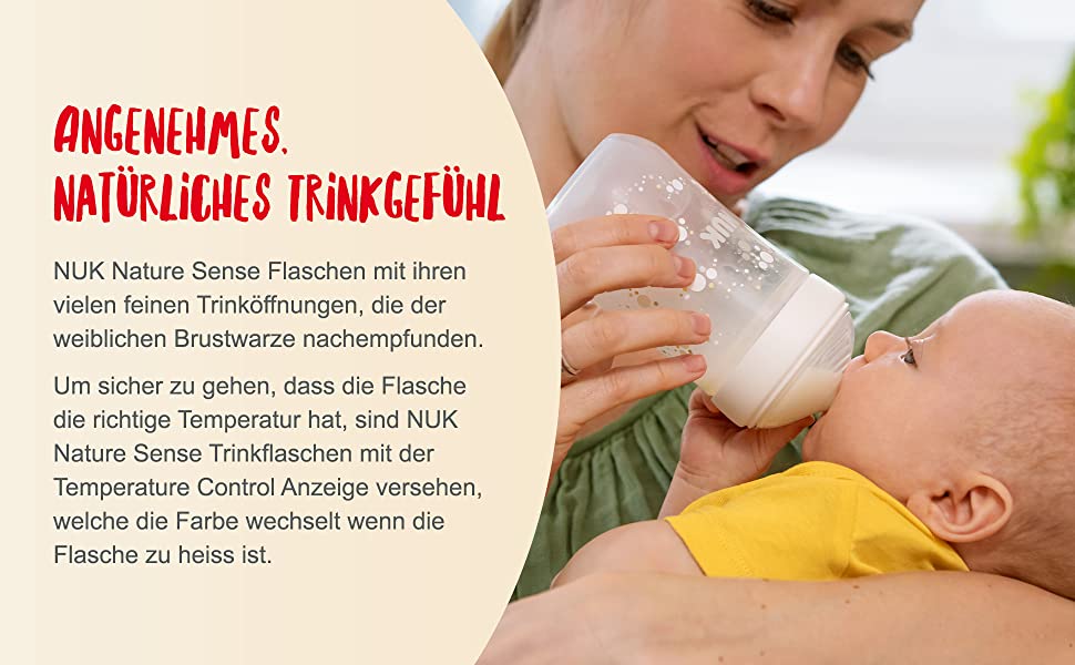 NUK Nature Sense Perfect Starter Babyflaschen Set | 2 (150 ml, 0-6M) Anti-Kolik Flasche mit Temperature Control Anzeige, Schnuller, Flaschenwärmer