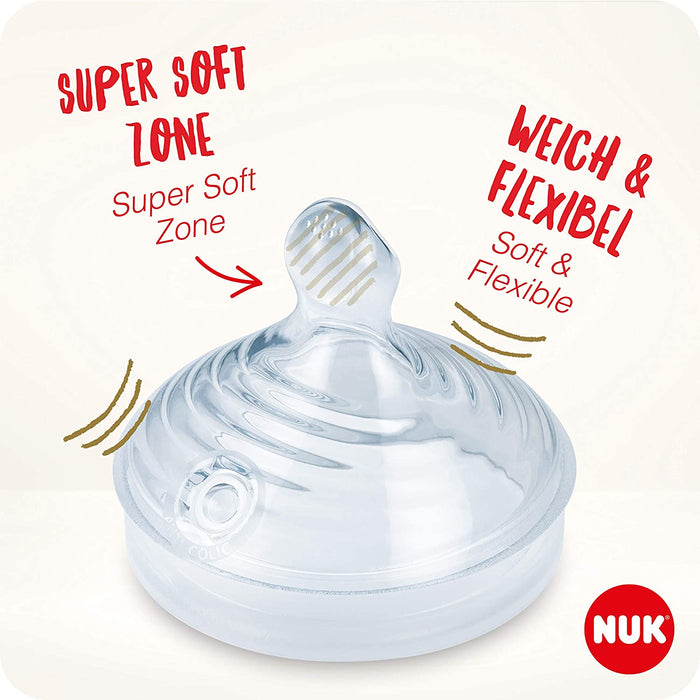 NUK Nature Sense Perfect Starter Babyflaschen Set | 2 (150 ml, 0-6M) Anti-Kolik Flasche mit Temperature Control Anzeige, Schnuller, Flaschenwärmer