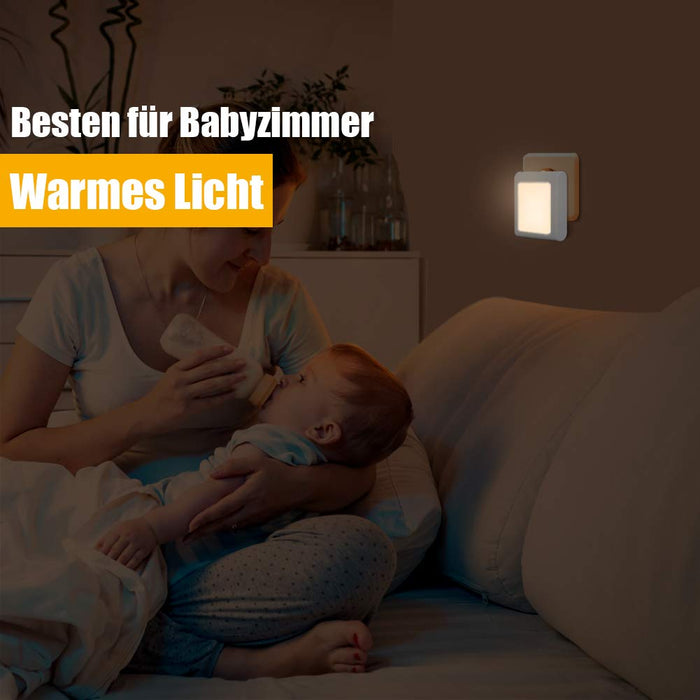 Nachtlicht Steckdose mit Dämmerungssensor, Emotionlite 2 Stück Helligkeit Stufenlos Einstellbar Sehr gut für Kinderzimmer, Treppenaufgang,Schlafzimmer