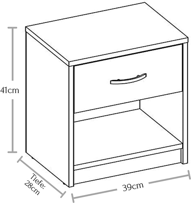 Nachttisch Graphit - Schlichter Nachtschrank mit einer Schublade passend zu jedem Bett & Schlafzimmer - 39 x 41 x 28 cm