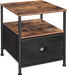 Nachttisch, Nachtkommode, Beistelltisch, zur Aufbewahrung, mit Schublade, 2 Ablagen, Industriestil, für Wohnzimmer, Schlafzimmer, vintagebraun-schwarz