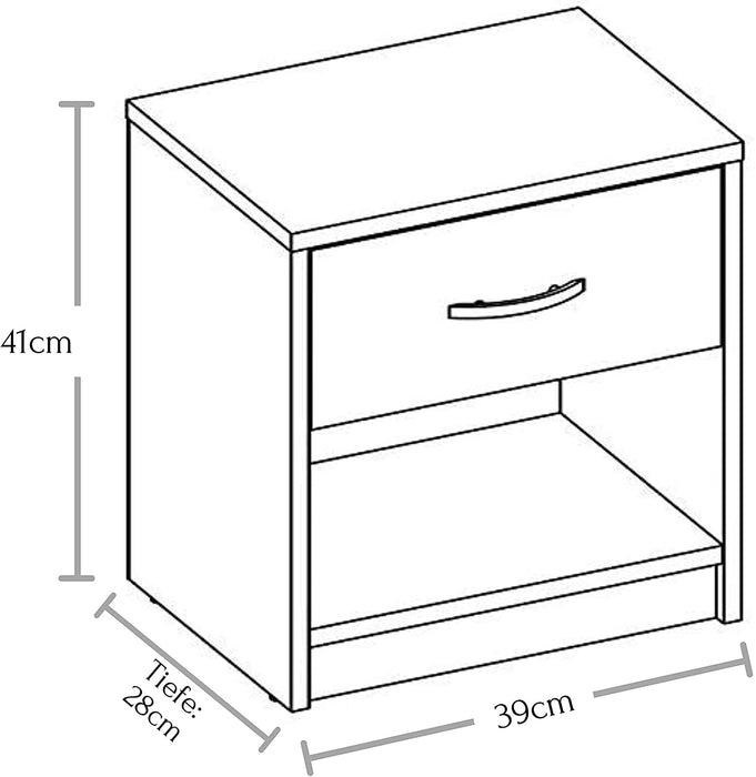 Nachttisch in Buche Optik - Schlichter Nachtschrank mit einer Schublade passend zu jedem Bett & Schlafzimmer - 39 x 41 x 28 cm 