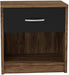 Nachttisch in Columbia Nussbaum Optik, Schwarz - Schlichter Nachtschrank mit einer Schublade passend zu jedem Bett & Schlafzimmer - 39 x 41 x 28 cm