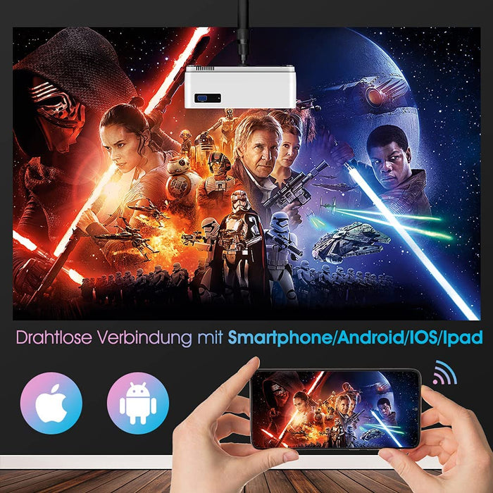  Native 1080P WiFi Beamer, 9000LM Full HD Heimkino-Beamer, 250" Dispaly Video-Beamer mit Keystone-Zoom, Tragbarer Bluetooh Projektor mit Tragetasche
