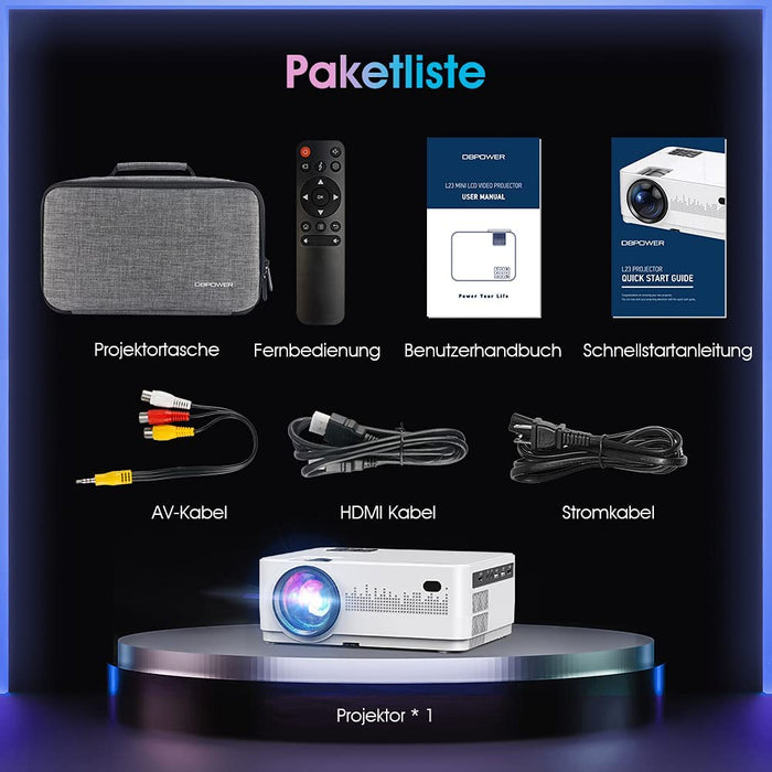  Native 1080P WiFi Beamer, 9000LM Full HD Heimkino-Beamer, 250" Dispaly Video-Beamer mit Keystone-Zoom, Tragbarer Bluetooh Projektor mit Tragetasche