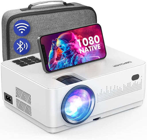  Native 1080P WiFi Beamer, 9000LM Full HD Heimkino-Beamer, 250" Dispaly Video-Beamer mit Keystone-Zoom, Tragbarer Bluetooh Projektor mit Tragetasche
