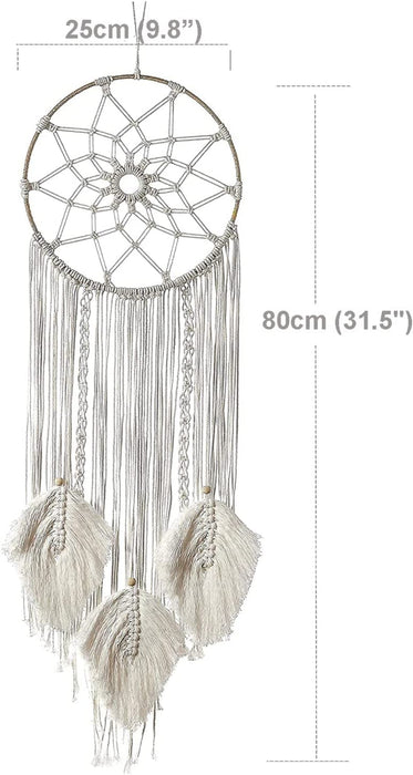 Nice Dream Makramee Traumfänger Gross Boho Dreamcatcher Handgefertigt, Gewebte Feder Wandbehang Handgemachte Traumfänger Quasten Dekoration 