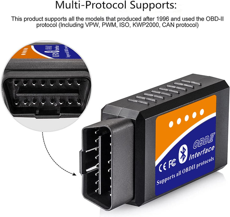 OBD2 Bluetooth Diagnosegerät Scanner Code Leser für Android Windows, Auto Diagnosegerät OBD2 Adapter für Alle OBDII Protokoll Fahrzeuge