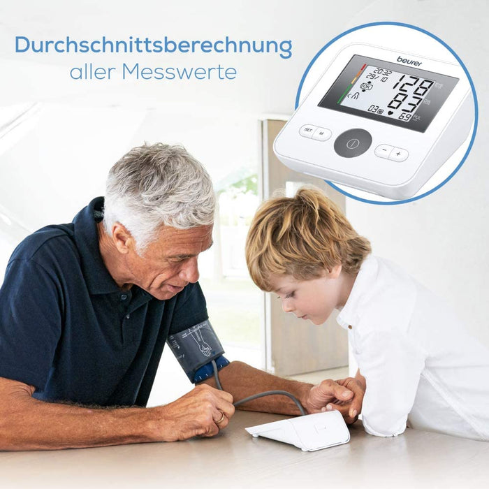 Oberarm-Blutdruckmessgerät mit Manschettensitzkontrolle, für Oberarmumfänge von 22-42 cm, Risikoindikator, Arrhythmie-Erkennung