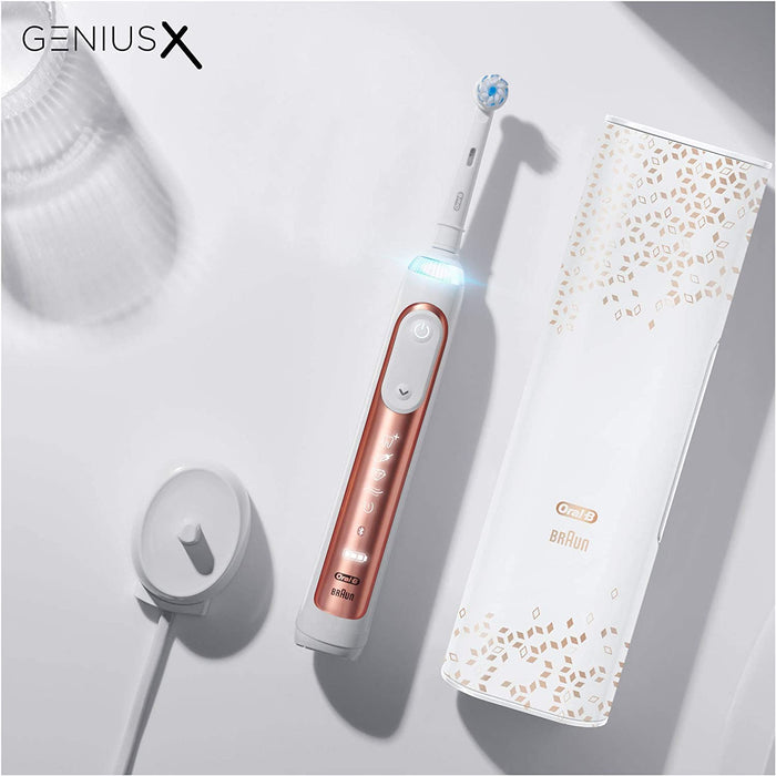 Oral-B Genius X Elektrische Zahnbürste/Electric Toothbrush, 6 Putzmodi für Zahnpflege, künstliche Intelligenz und Bluetooth-App, Lade-Reiseetui