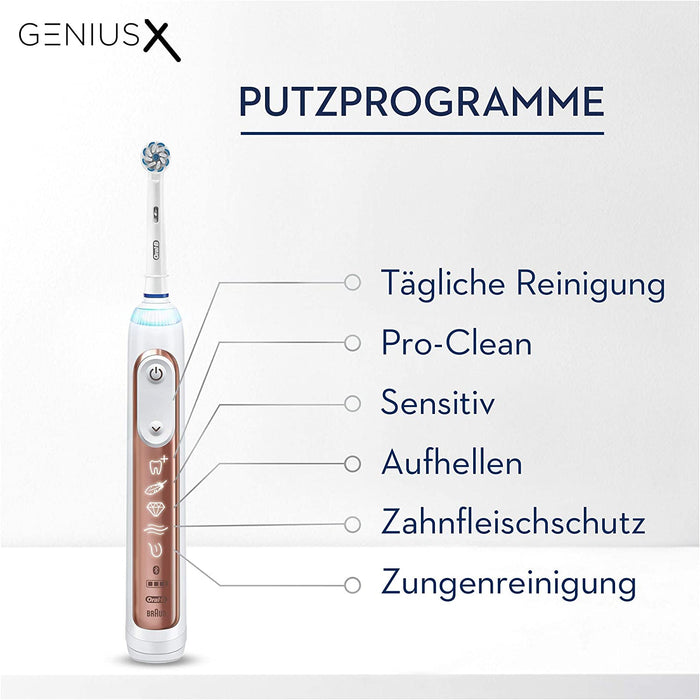 Oral-B Genius X Elektrische Zahnbürste/Electric Toothbrush, 6 Putzmodi für Zahnpflege, künstliche Intelligenz und Bluetooth-App, Lade-Reiseetui