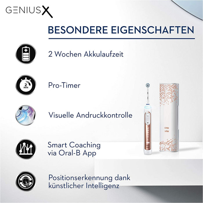 Oral-B Genius X Elektrische Zahnbürste/Electric Toothbrush, 6 Putzmodi für Zahnpflege, künstliche Intelligenz und Bluetooth-App, Lade-Reiseetui