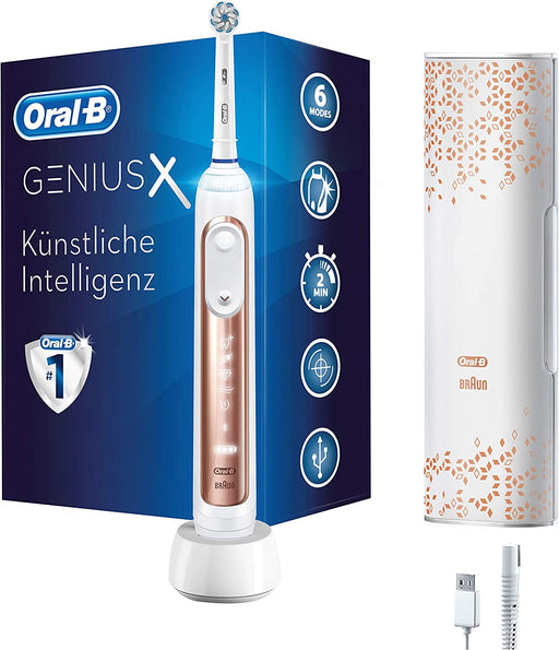 Oral-B Genius X Elektrische Zahnbürste/Electric Toothbrush, 6 Putzmodi für Zahnpflege, künstliche Intelligenz und Bluetooth-App, Lade-Reiseetui