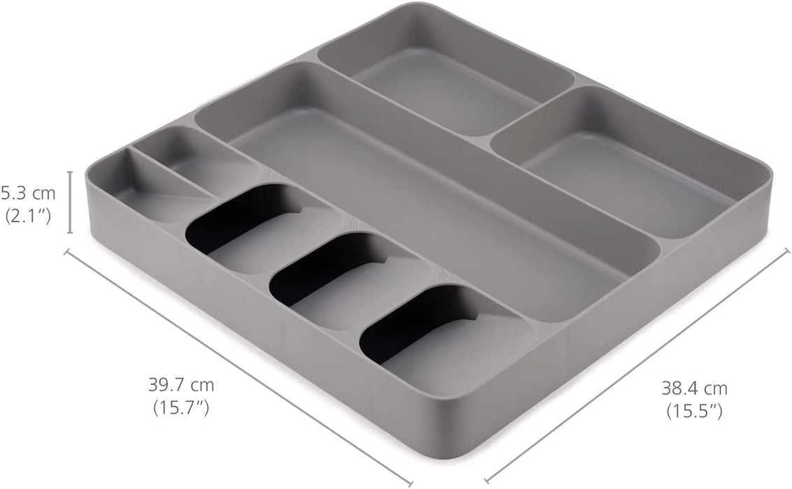 Organizer für Besteck, Utensilien und Gadgets, Grau, 39,7 x 38,4 x 5,3 cm - Besteckkasten