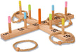 Outdoor Ringwurfspiel - 50x50cm mit 5 Wurfringen, 1 Kreuz, 9 Spielstäben, aus Kiefernholz