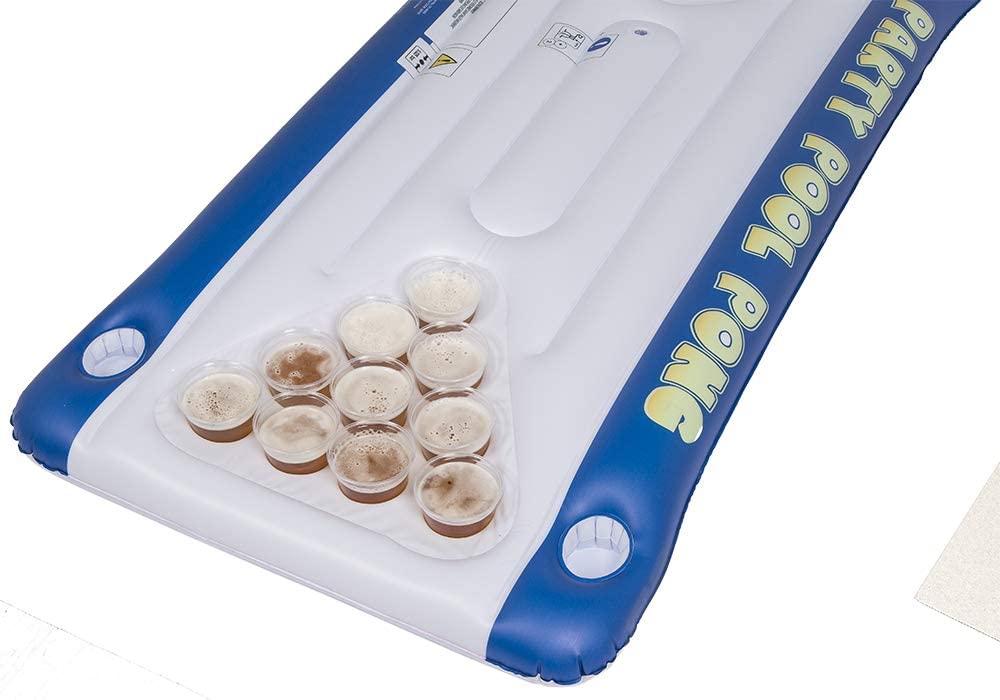 Out of the Blue - Luftmatratze, Pool Pong Game, ca. 152 x 76 x 15 cm, inklusive 20 Kunststoffbechern und 2 Ping - Pong Bällen, im Geschenkkarton - Bier Pong