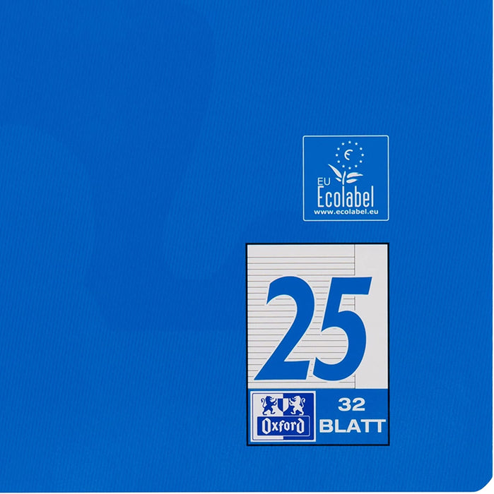 Oxford Schulheft A4, liniert, mit weißem Rand, 32 Blatt, blau, 10 Stück