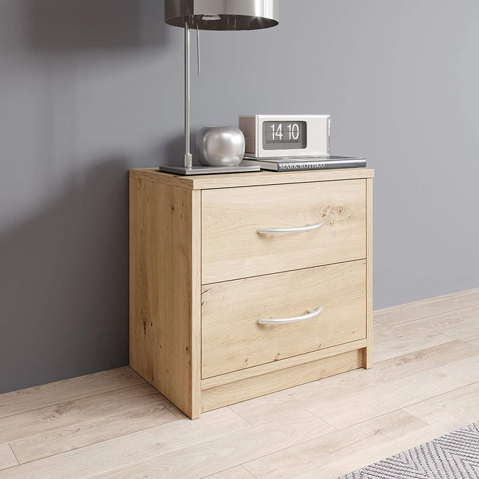 PEPE Nachttisch in Artisan Eiche Optik - Schlichter Nachtschrank mit zwei Schubladen passend zu jedem Bett & Schlafzimmer - 39 x 39 x 28 cm