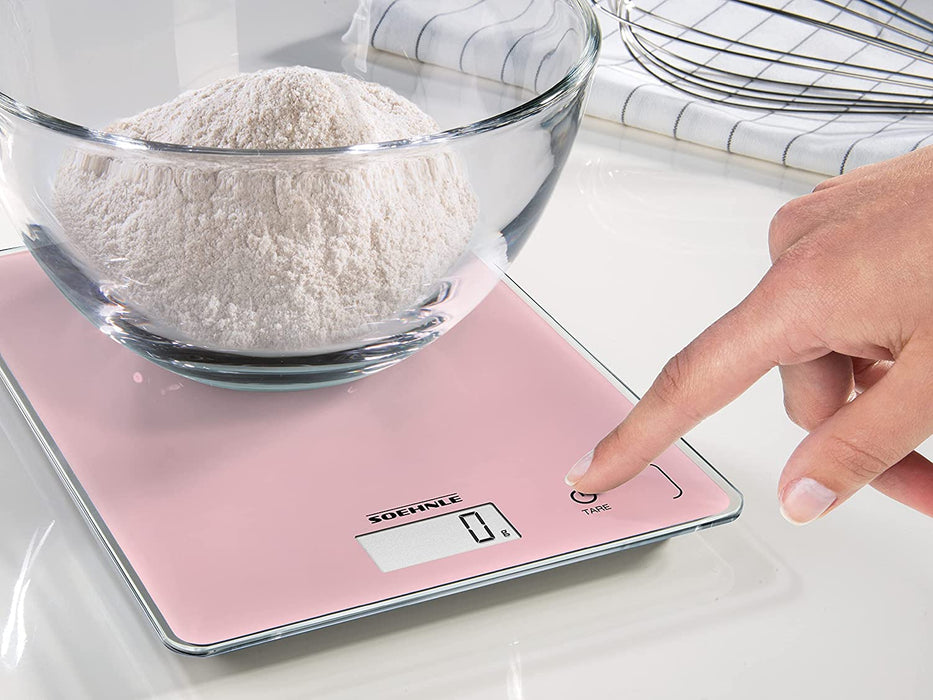 Page Compact 300 Delicate Rosé, digitale Küchenwaage, Gewicht bis zu 5 kg (1-g-genau), Haushaltswaage mit patentierter Sensor-Touch-Funktion