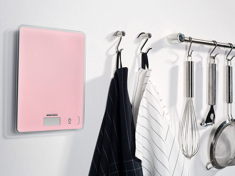 Page Compact 300 Delicate Rosé, digitale Küchenwaage, Gewicht bis zu 5 kg (1-g-genau), Haushaltswaage mit patentierter Sensor-Touch-Funktion