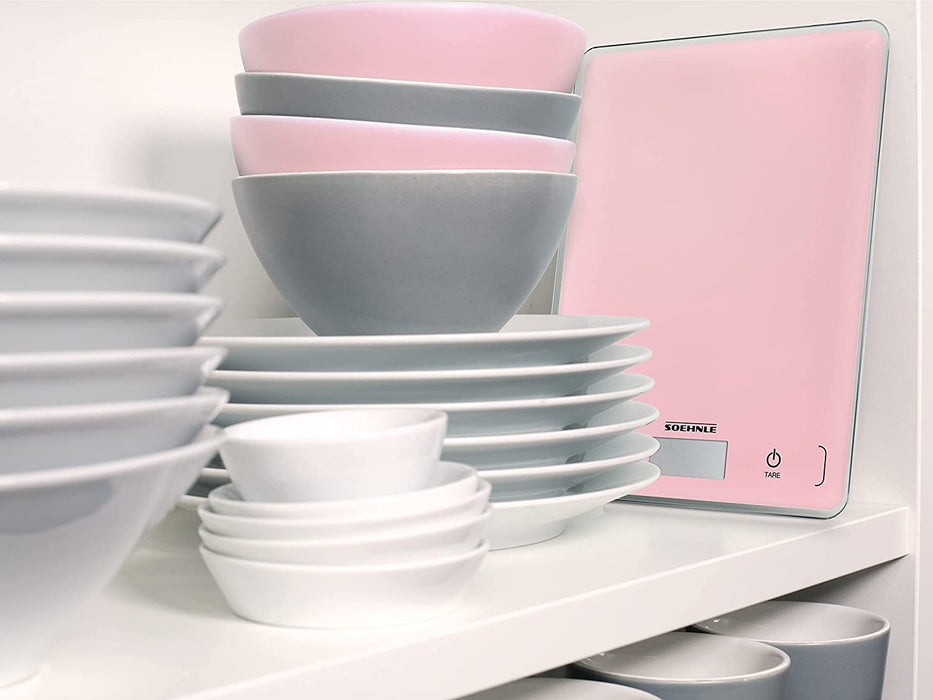 Page Compact 300 Delicate Rosé, digitale Küchenwaage, Gewicht bis zu 5 kg (1-g-genau), Haushaltswaage mit patentierter Sensor-Touch-Funktion