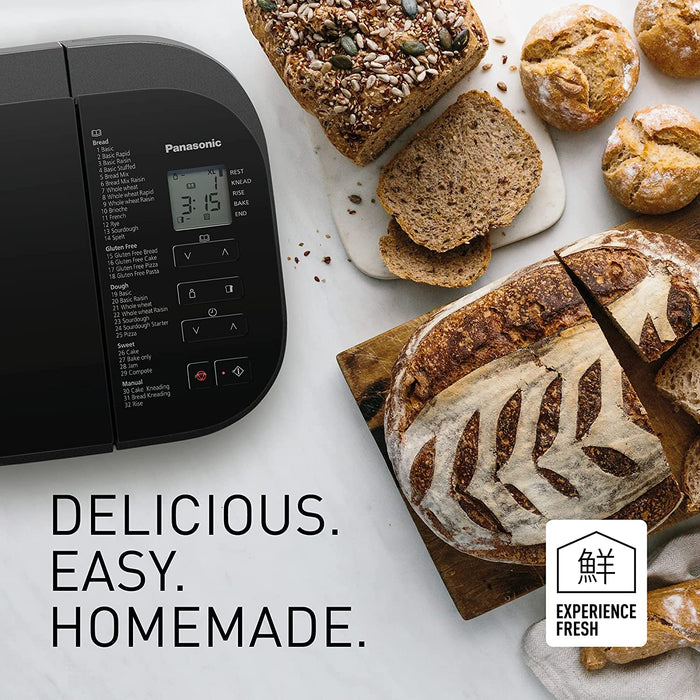 Panasonic Brotbackautomat (32 Programme, 14 Automatikprogramme, Hefe-Verteiler, glutenfrei backen, Timer) dunkelgrau