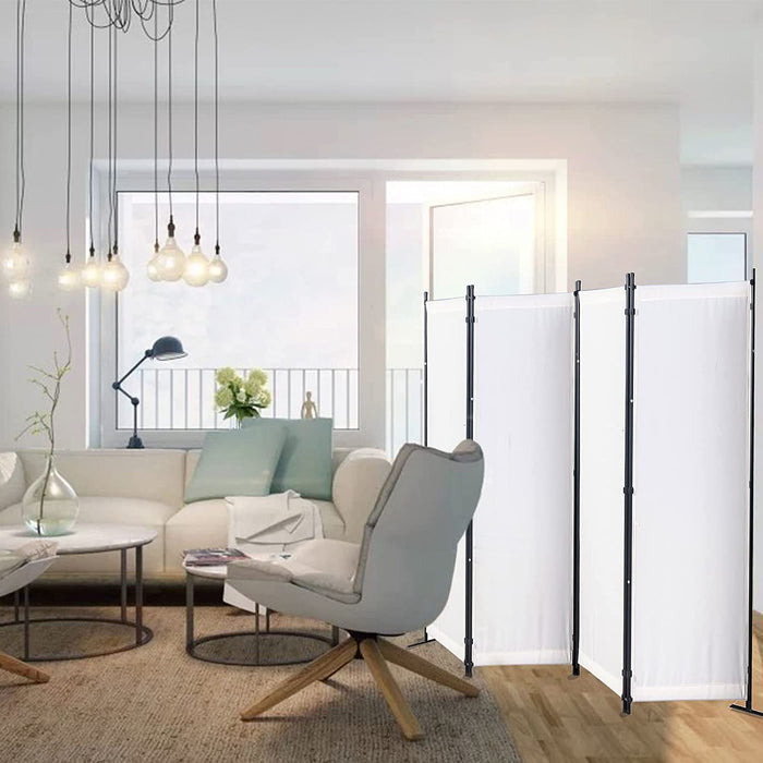 Paravent 4 Teilig 170 x 220 cm Raumteiler Klappbar Trennwand Stellwand Balkon Sichtschutz Faltbar(Beige)