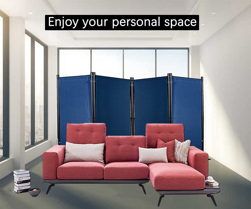 Paravent 4 Teilig 170 x 220 cm Raumteiler Klappbar Trennwand Stellwand Balkon Sichtschutz Faltbar(Blau)