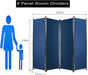 Paravent 4 Teilig 170 x 220 cm Raumteiler Klappbar Trennwand Stellwand Balkon Sichtschutz Faltbar(Blau)