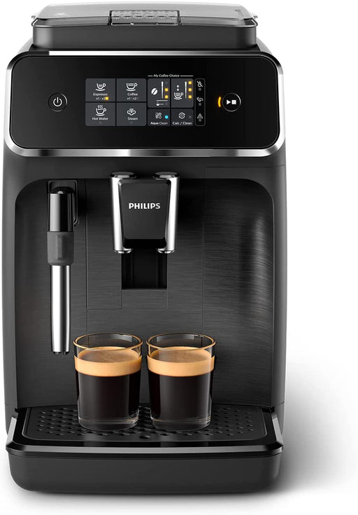 Philips 2200 Serie Kaffeevollautomat, 2 Kaffeespezialitäten, Schwarz/Schwarz-gebürstet