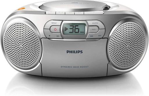 Philips  CD-Soundmaschine mit Dynamic Bass Boost (Autostop-Kassettendeck, UKW-Tuner) Silber
