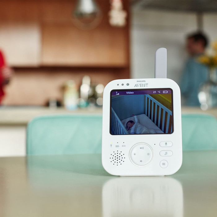 Philips Avent Video Babyphone mit Kamera, Tag- und Nachtansicht, hohe Reichweite, Eco-Mode, Mit FHSS-Technologie, 10 Stunden Akkulaufzeit, weiß 