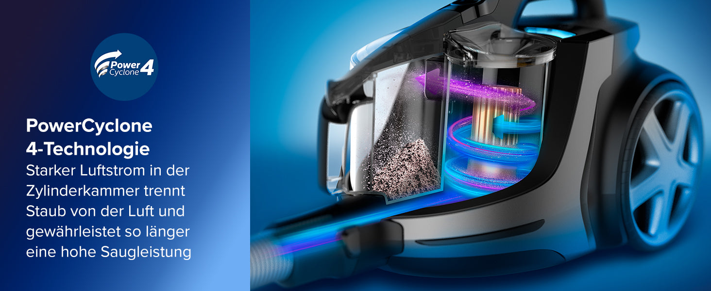 Philips Domestic Appliances Beutelloser Staubsauger Serie 2000, 850 W, PowerCyclone 4, Super Clean Air-Filter Blau